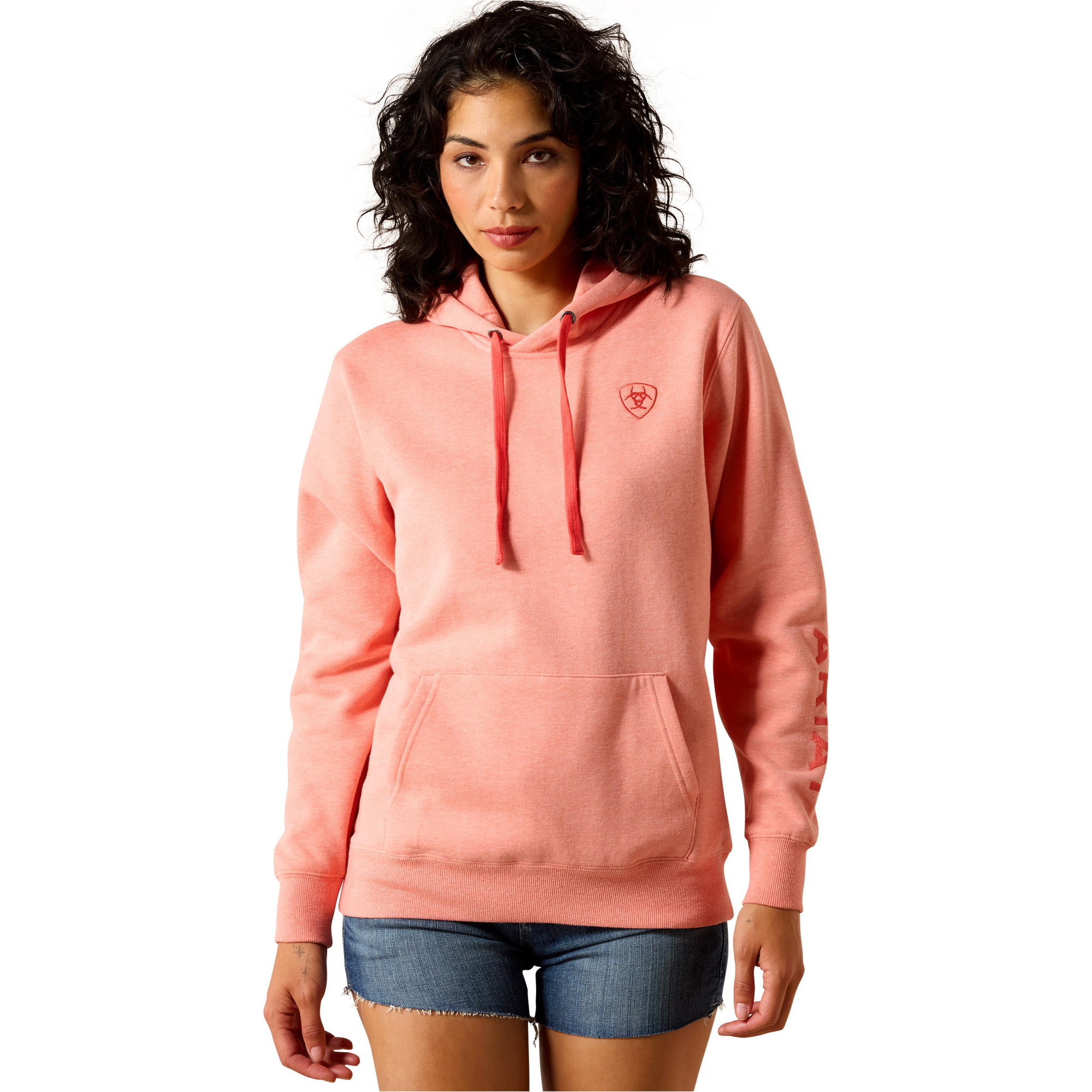 2026 Ariat Femmes Ariat Logo 2.0 Sweat à Capuchon 10071458 - Peach Amber Heather